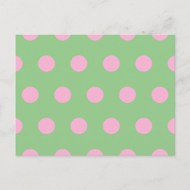 Polka Dot Postcard (Sage Green & Pastel Pink) (Front)