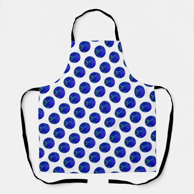 Polka Dot Precision: The Blue Lawn Bowl Apron (Front)