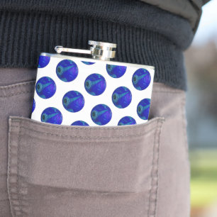 Polka Dot Precision: The Blue Lawn Bowl Hip Flask