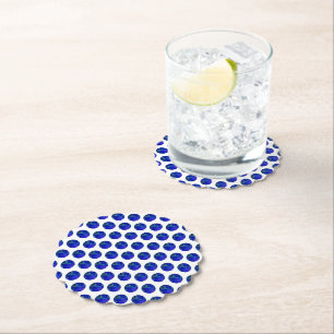Polka Dot Precision: The Blue Lawn Bowl Paper Coaster