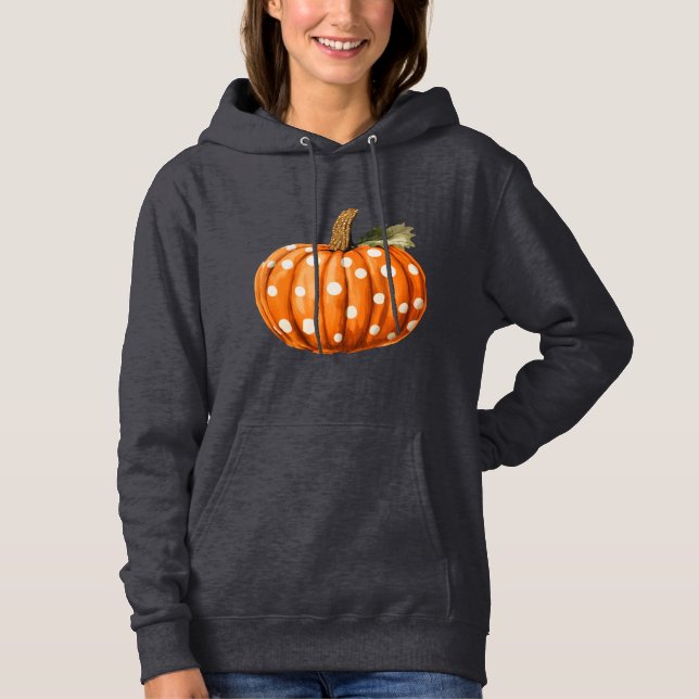 Polka dot pumpkin women's hooded sweatshirt (Front)