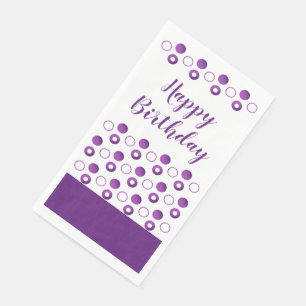 Polka-dot Purple and White Birthday Napkin