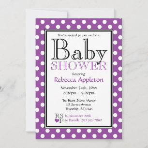 Polka Dot Purple Baby Shower Invitations