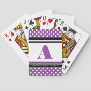 Polka Dot Purple Personalised Playing Cards