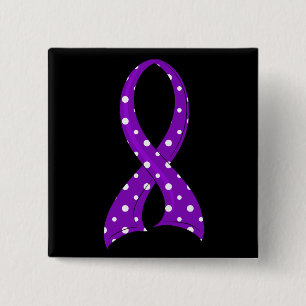 Polka Dot Purple Ribbon Alzheimer's Disease 15 Cm Square Badge