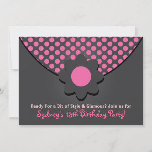 Polka Dot Purse Birthday Party Invitations