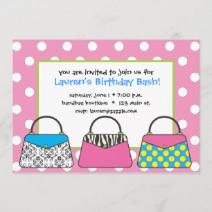 Polka Dot Purse Handbag Invitation