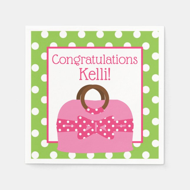 Polka Dot Purse Personalised Party Napkins (Front)
