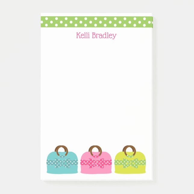Polka Dot Purses Personalised Post-it Notepad (Front)