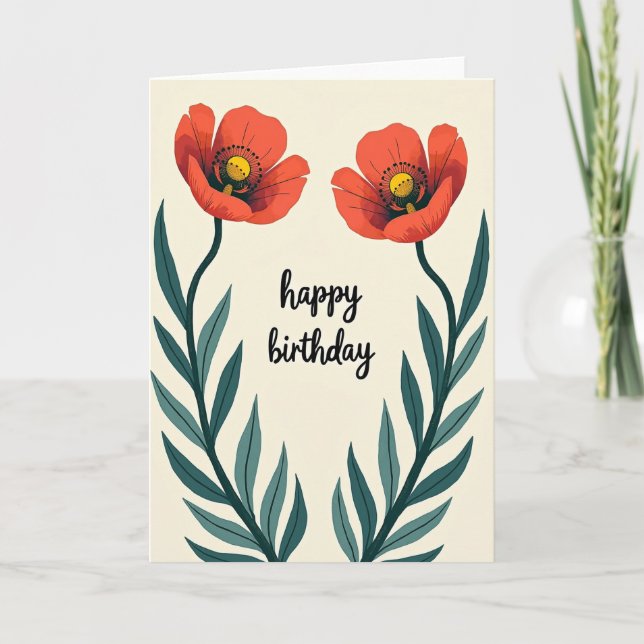 Polka Dot Red Bloom Card (Front)