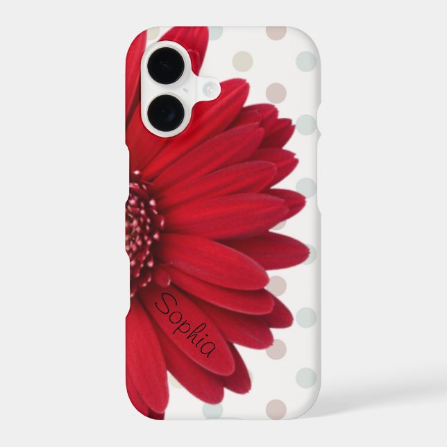 Polka Dot Red Daisy Custom Name (Back)