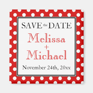 Polka Dot Red Save the Date magnet