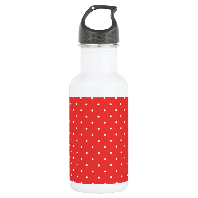 Polka dot red white background custom template 532 ml water bottle (Front)