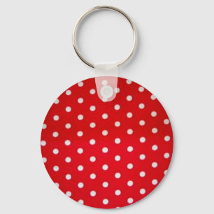 polka-dot-red-white key ring