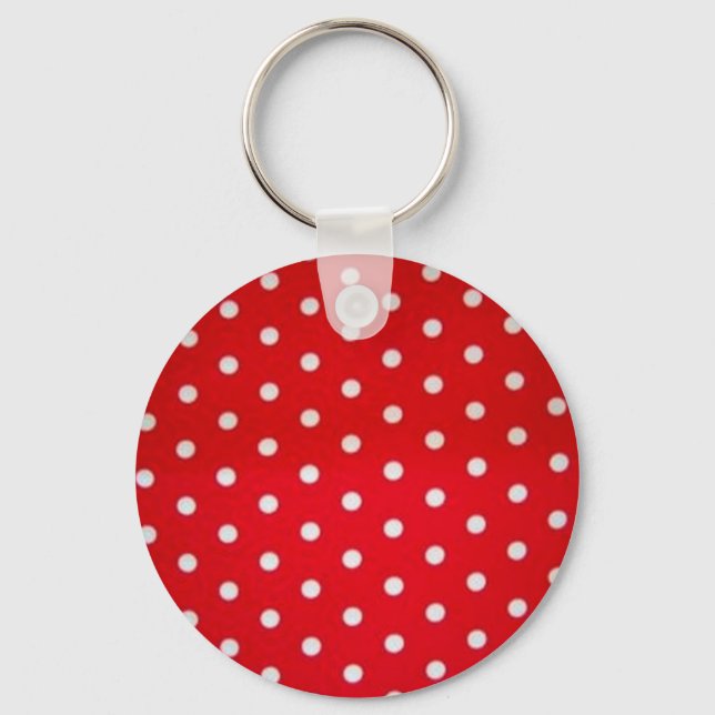 polka-dot-red-white key ring (Front)
