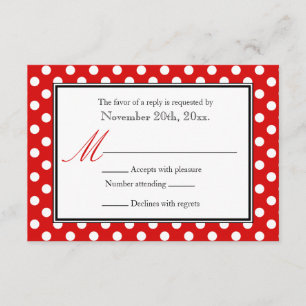Polka Dot Red & White RSVP Reply Cards