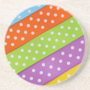 Polka Dot Ribbons Sandstone Coaster