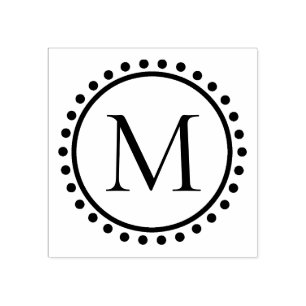 Polka Dot Ring Monogram Rubber Stamp