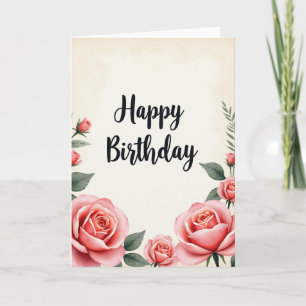 Polka Dot Rose Birthday Card