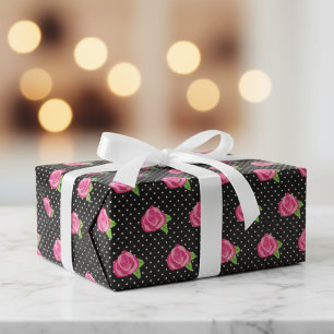 Polka Dot Rose Wrapping Paper Sheets