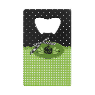 Polka dot Roses, Black-Credit Card Bottle Opener