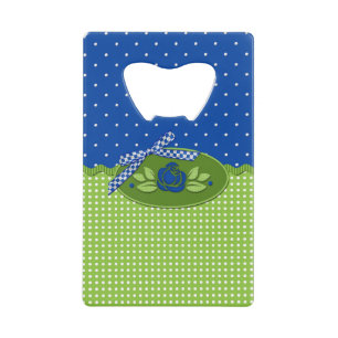 Polka dot Roses,Blue-Credit Card Bottle Opener