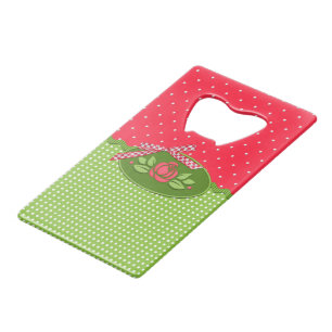 Polka dot Roses,Drk Pink-Credit Card Bottle Opener