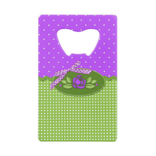 Polka dot Roses, Purple-Credit Card Bottle Opener