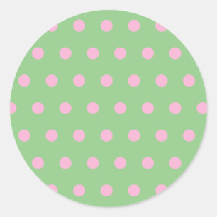 Polka Dot Round Stickers (Sage Green & Pastel Pink