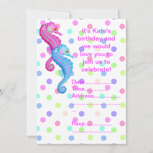 POLKA DOT SEAHORSE PARTY INVITATION