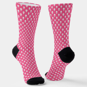 Polka Dot Skulls on Pink Socks