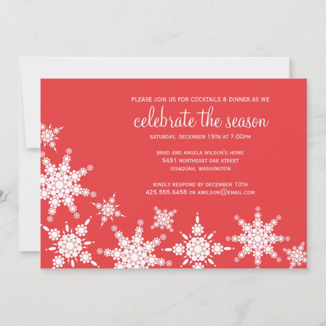 Polka Dot Snowflake Invitation (Front)