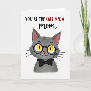 Polka Dot Spectacles Cat Mom Card