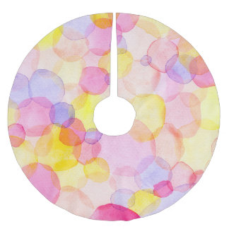 Polka Dot Splash: Colourful Watercolor Brushed Polyester Tree Skirt