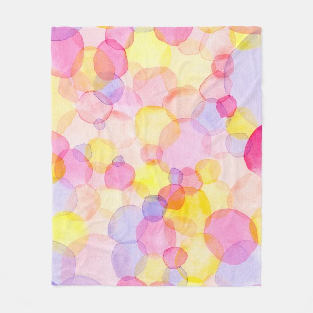 Polka Dot Splash: Colourful Watercolor Fleece Blanket (Front)