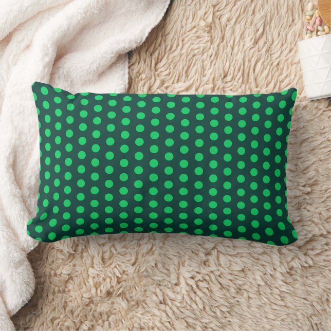 Polka Dot Spots Emerald Green Tones Lumbar Cushion (Blanket)