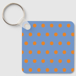 Polka Dot Square Keychain (Denim Blue & Orange)