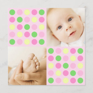 Polka Dot Squares Pink Invitation