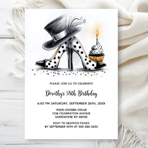 Polka Dot Stiletto Shoes Birthday Party Invitation