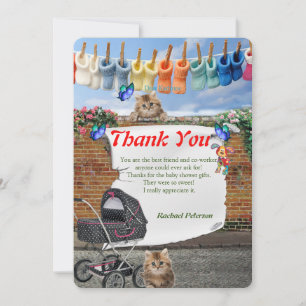 Polka-Dot Street Scene & Kittens Thank You Card