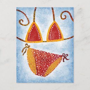 Polka Dot String Bikini Postcard
