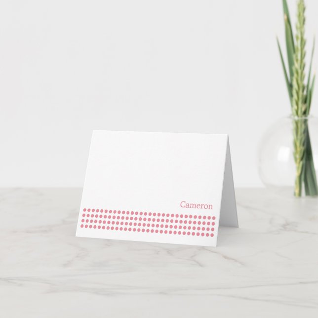 Polka Dot Stripe Blank Note Card-pink Thank You Card (Front)