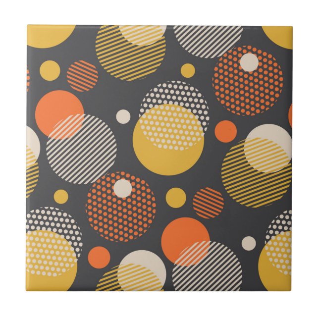 Polka Dot Stripe Pattern Ceramic Tile (Front)