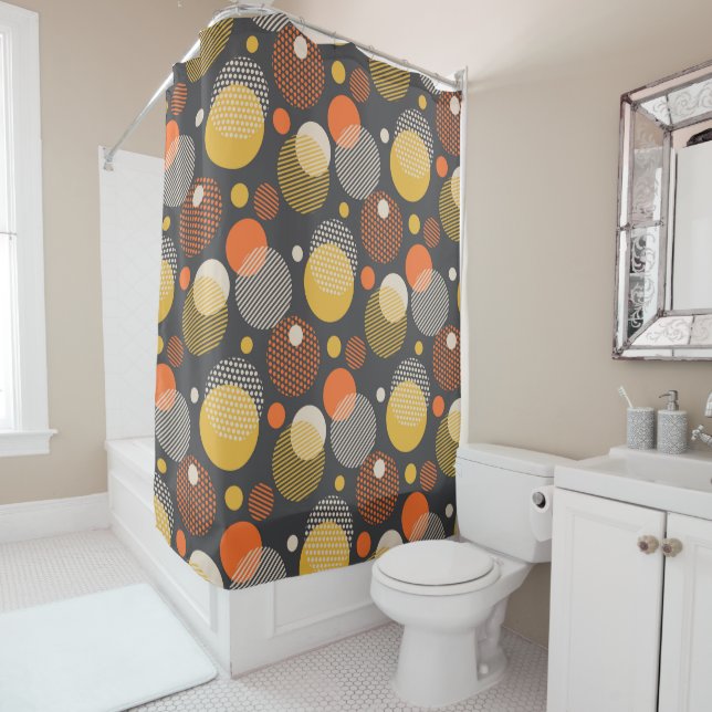 Polka Dot Stripe Pattern Shower Curtain (In Situ)