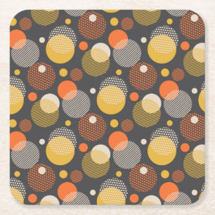 Polka Dot Stripe Pattern Square Paper Coaster
