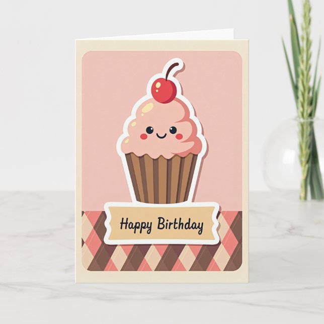 Polka Dot Sweet Cupcake Card (Front)