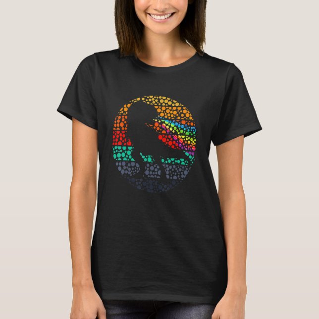 Polka Dot T Rex Dinosaur Rainbow Fire Internationa T-Shirt (Front)