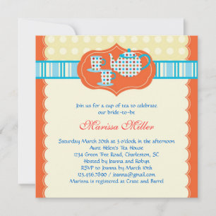 Polka Dot Tea Pot Bridal Shower Invitation