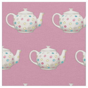 Polka Dot Tea Pot Pink Fabric