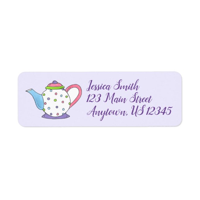 Polka Dot Tea Pot Teapot Labels (Front)